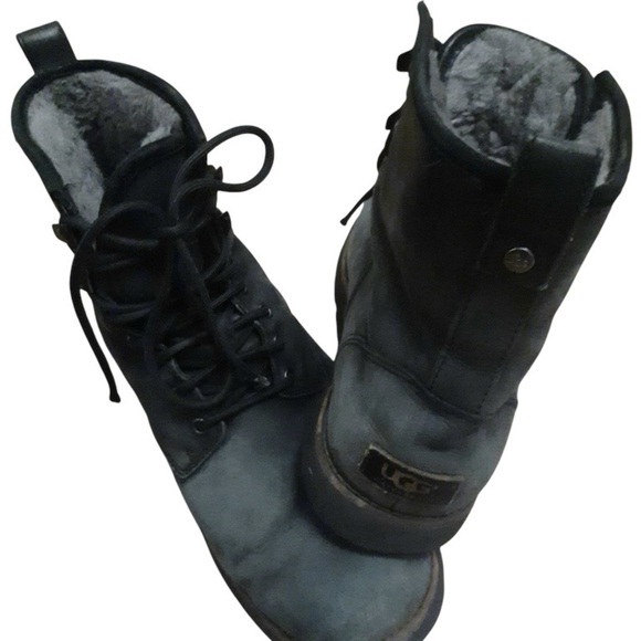 UGG Hannen TL Waterproof Leather Sheepskin Boots Grey Men’s Size 11 Lace Up Snow main image 2